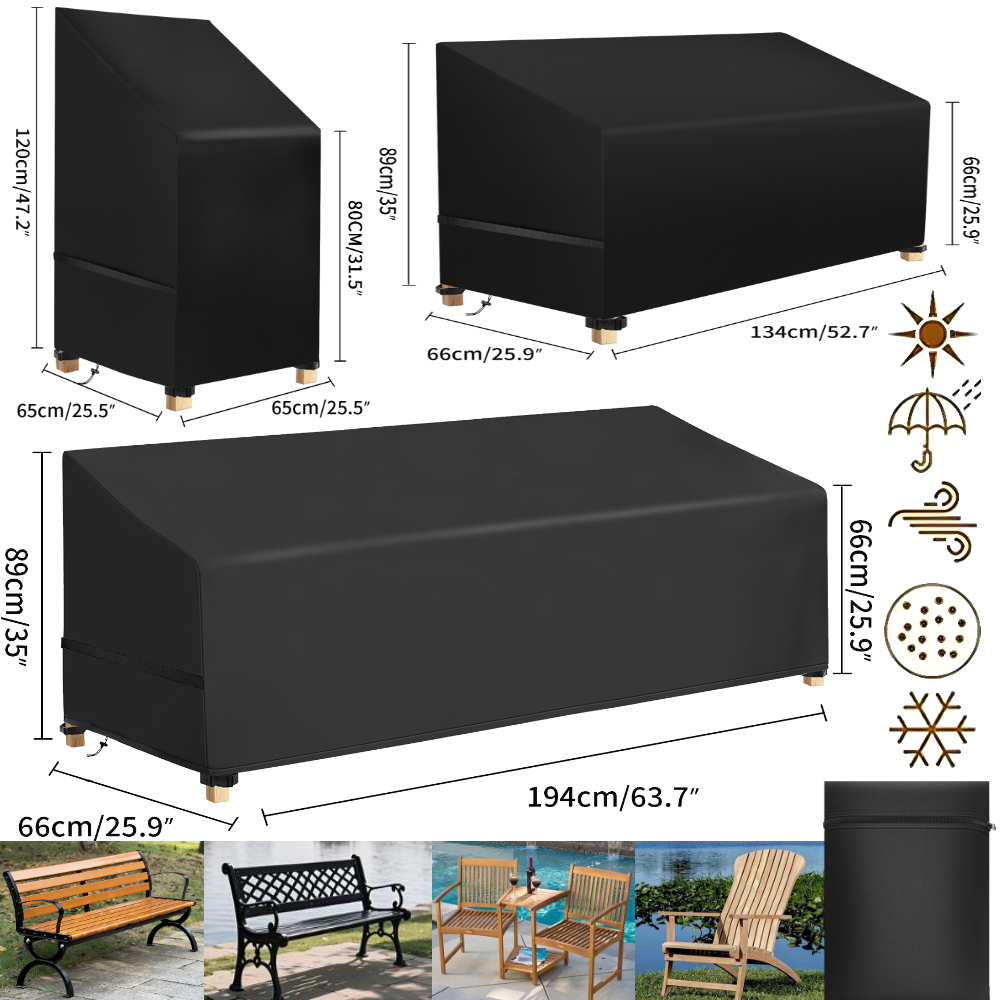 Outdoor Furniture Bench - Waterproof Patio Chair Dust Covers Garden