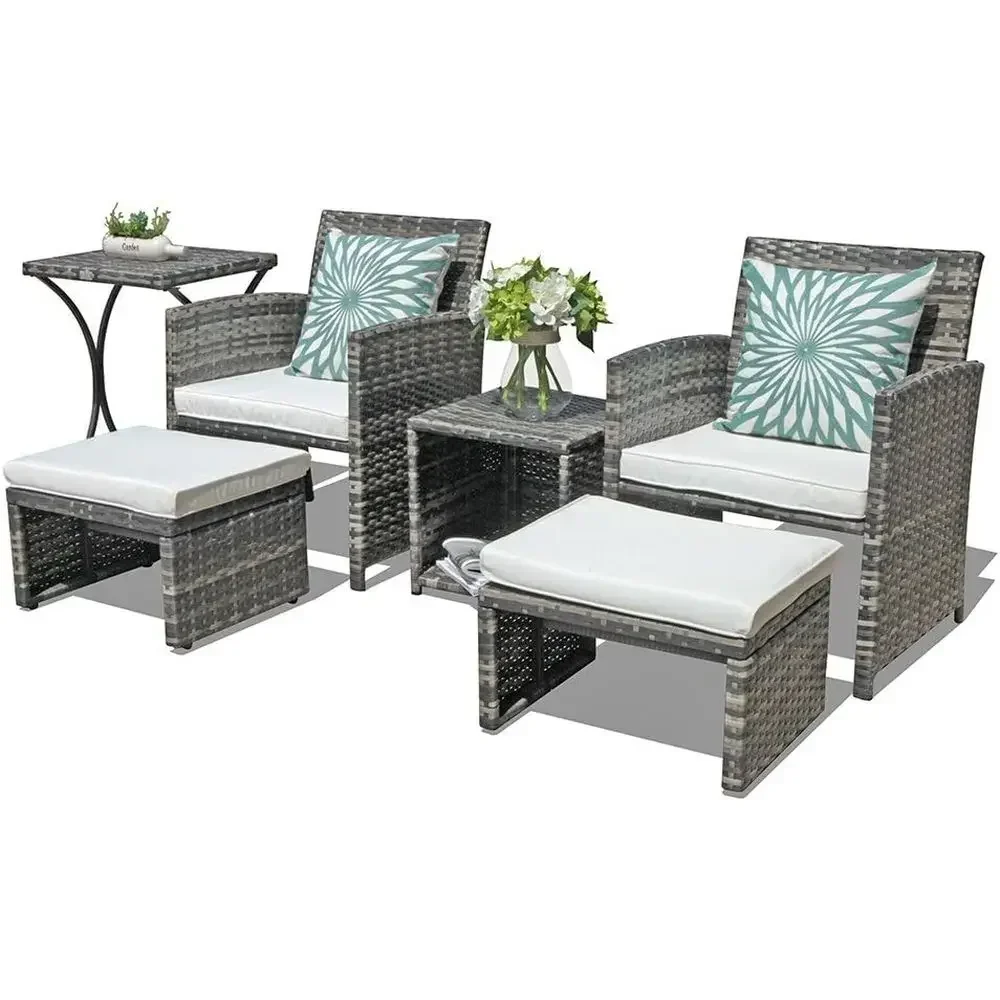 6-Piece Outdoor Grey Wicker Pa - Outdoor Furniture Grey review and price