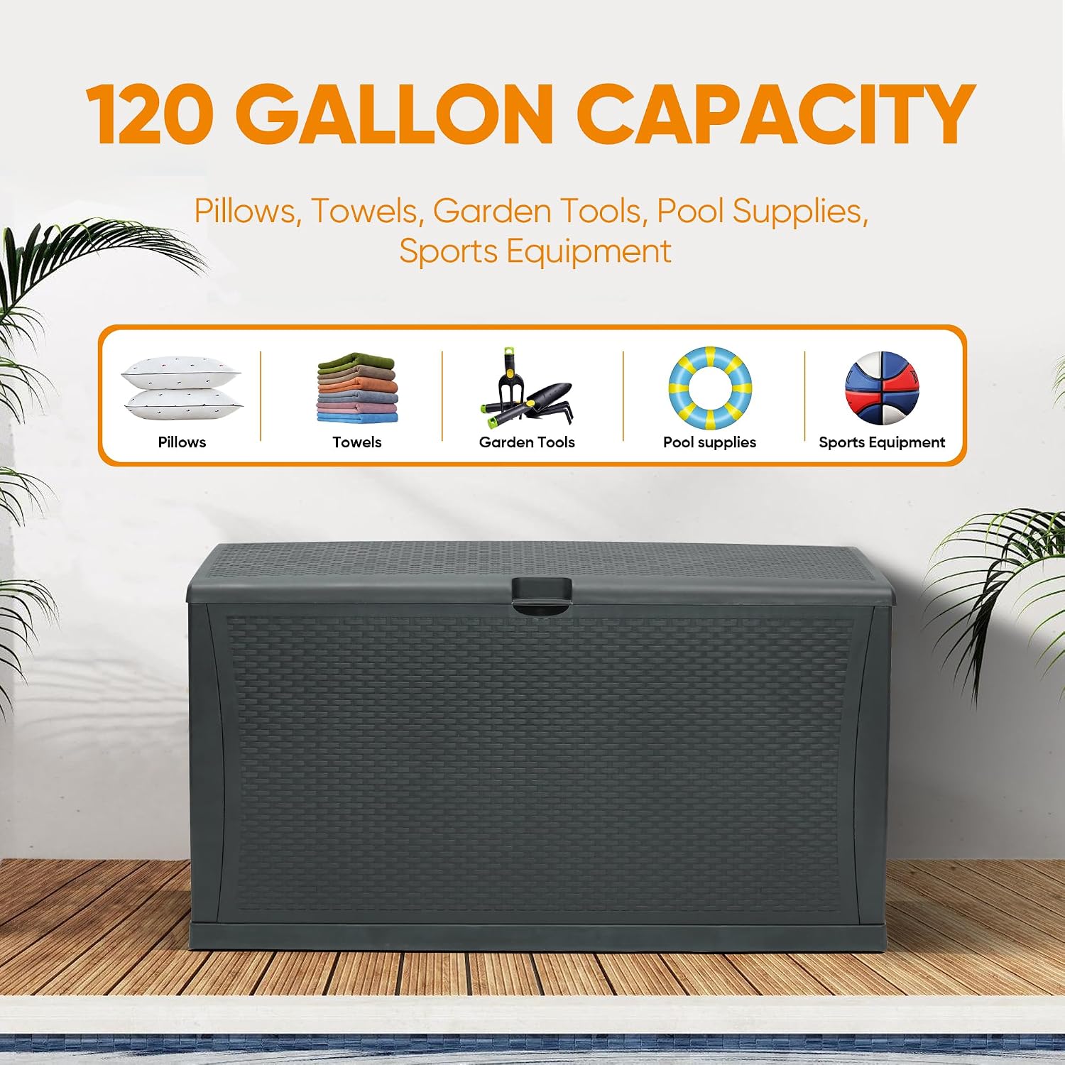 100 Gallon Resin Deck Box Wate - Outdoor Furniture Resin review and price