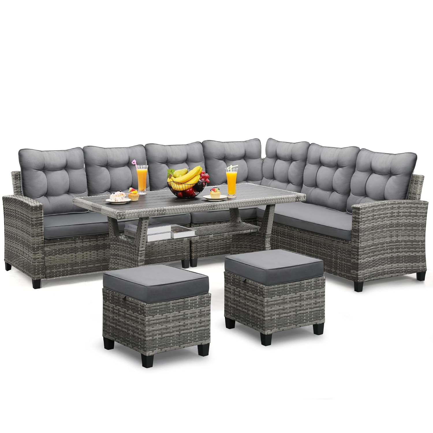 6 Piece Patio Furniture Set, D - Outdoor Furniture Grey review and price