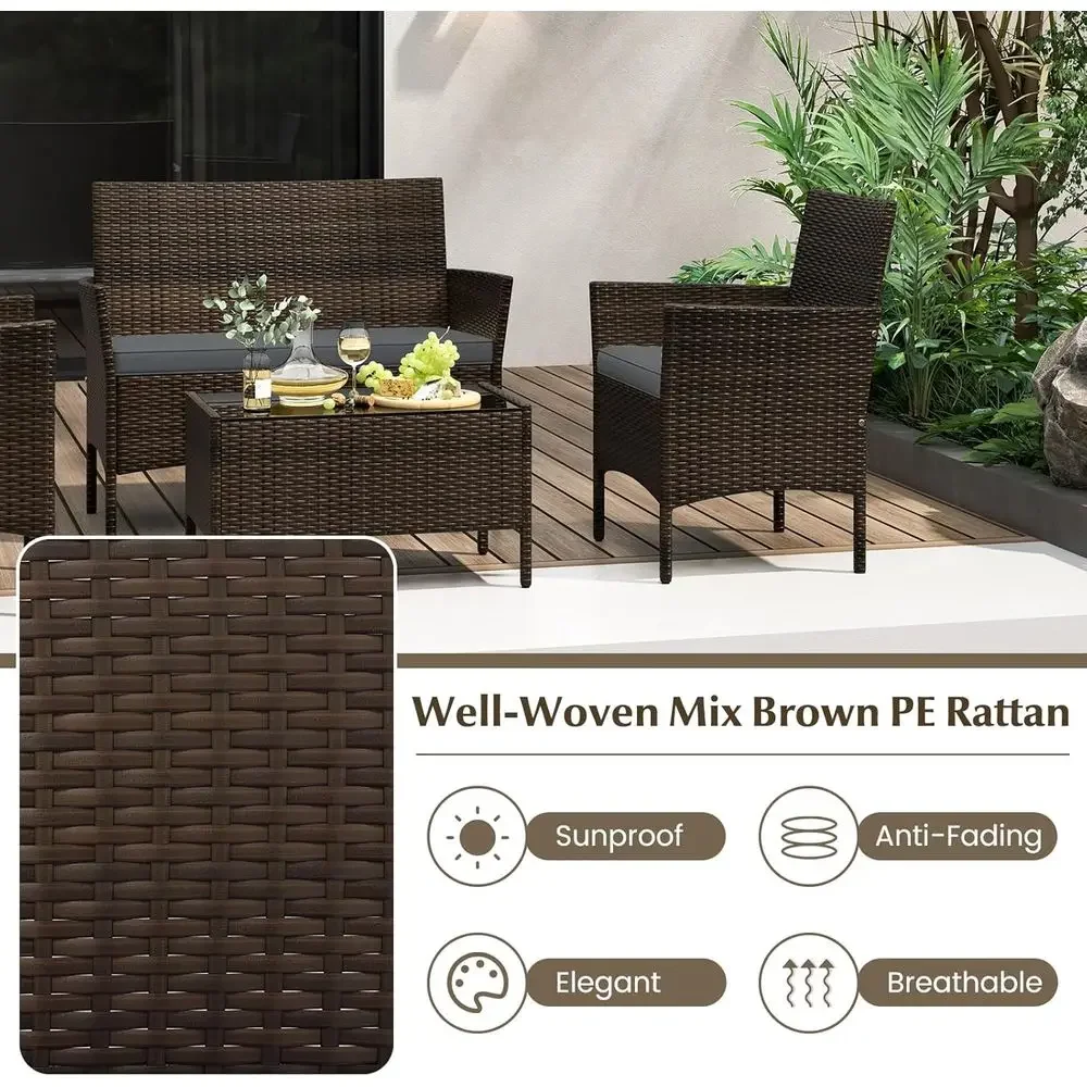 8-Piece Outdoor Rattan Patio F - Outdoor Furniture Grey review and price
