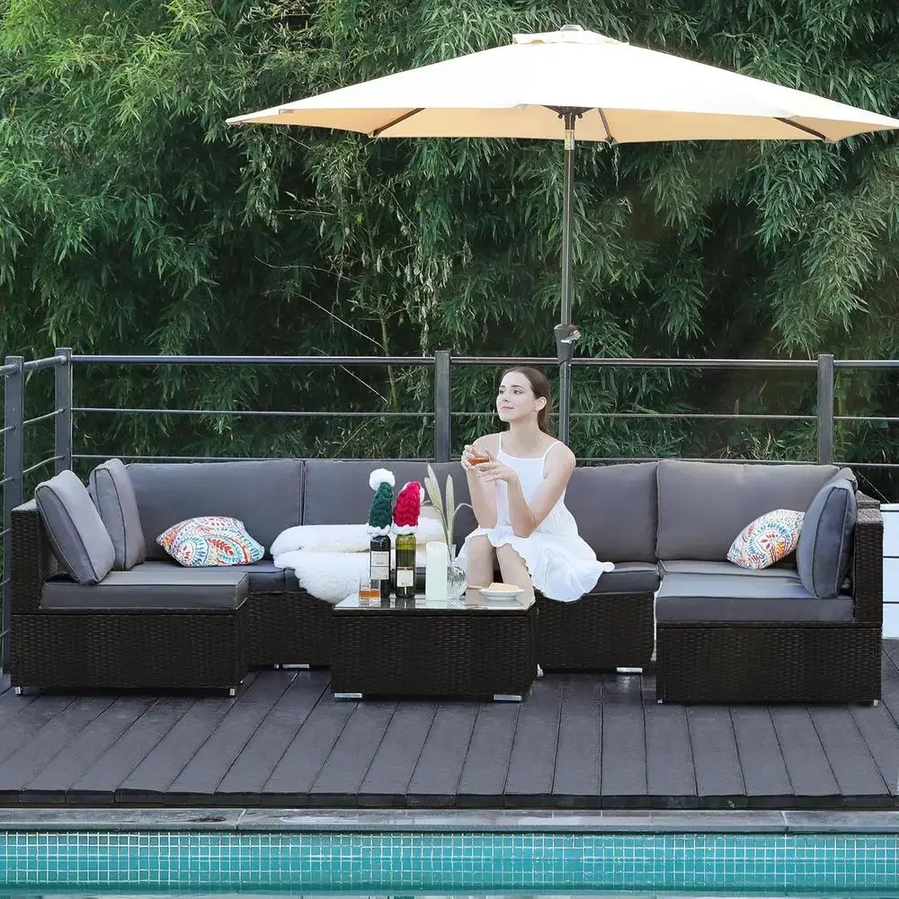 All-Weather Outdoor Wicker Sec - Outdoor Furniture Grey review and price