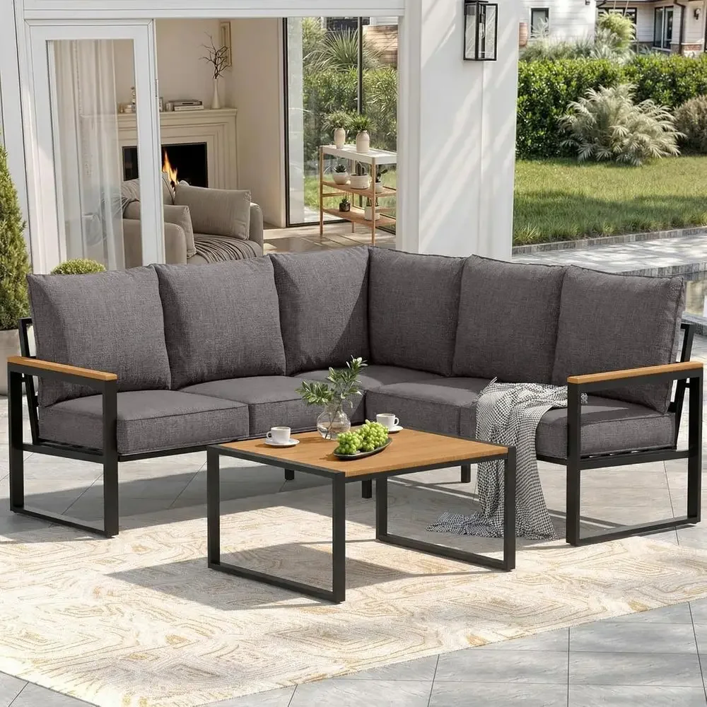 6-Piece Outdoor Sectional Sofa - Outdoor Furniture Grey review and price