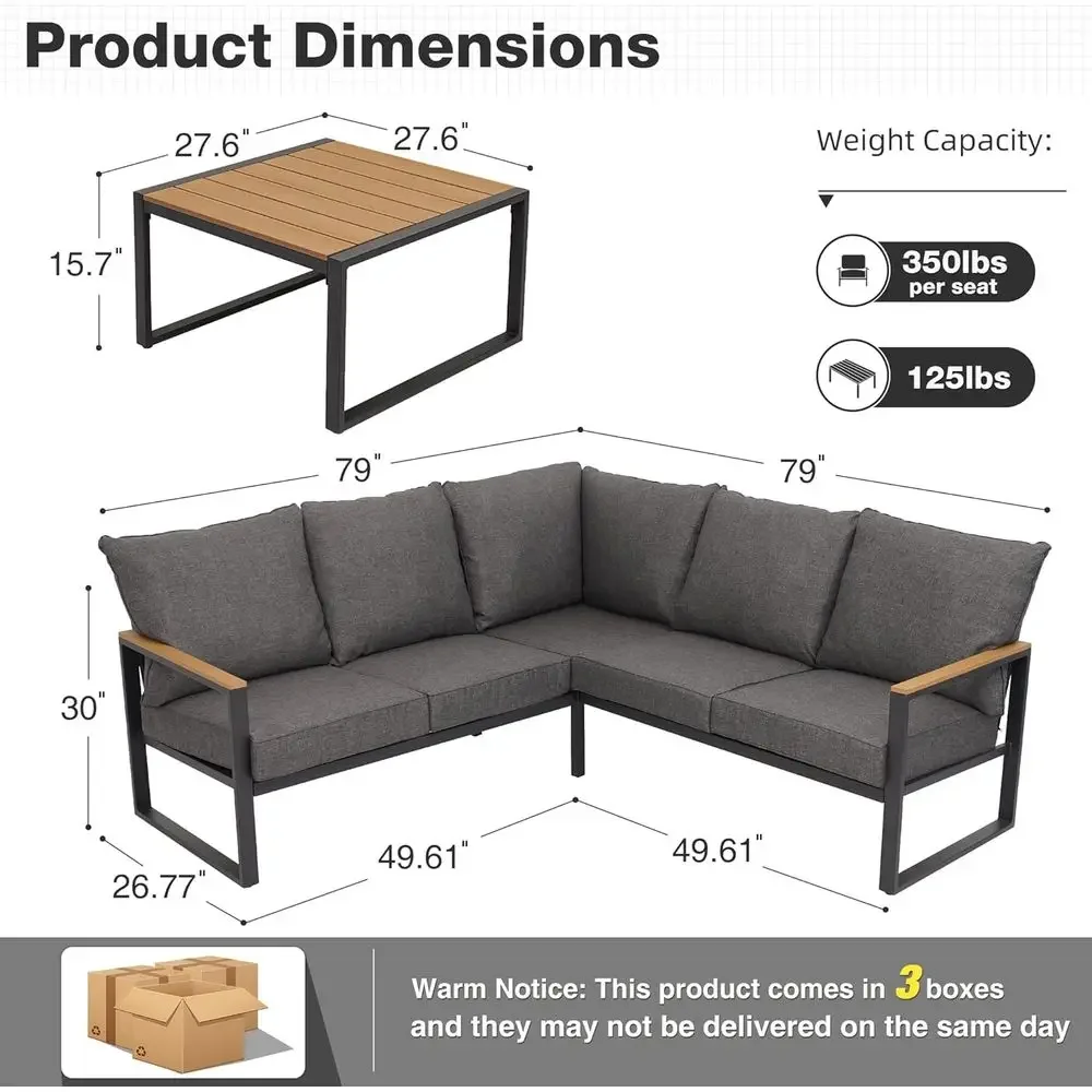 6-Piece Outdoor Sectional Sofa - Outdoor Furniture Grey review and price