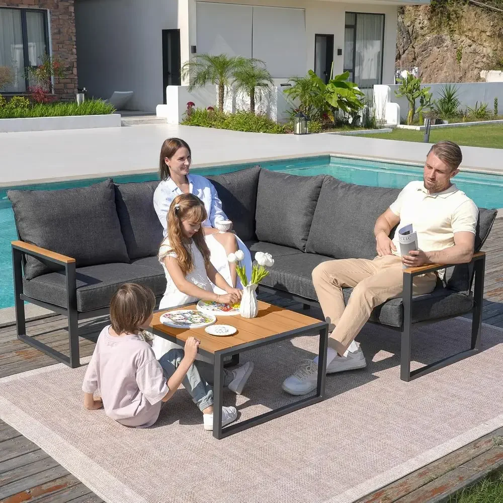 6-Piece Outdoor Sectional Sofa - Outdoor Furniture Grey review and price