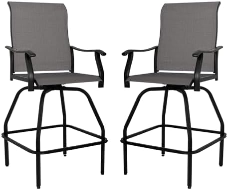 Patio Bar Set 2pcs Swivel Bar  - Outdoor Furniture Grey review and price
