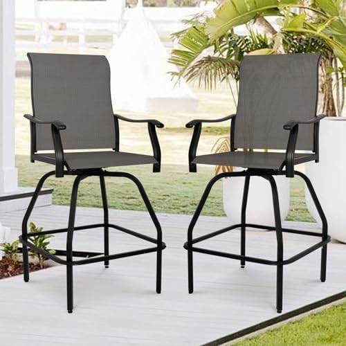 Patio Bar Set 2pcs Swivel Bar  - Outdoor Furniture Grey review and price