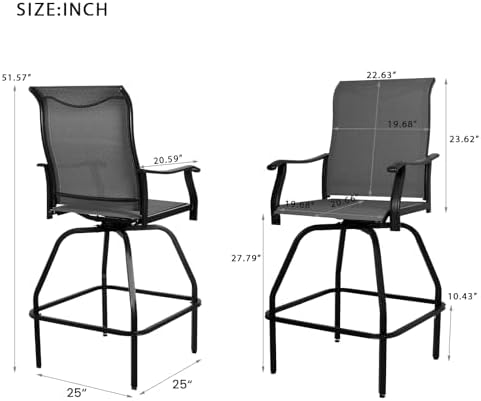 Patio Bar Set 2pcs Swivel Bar  - Outdoor Furniture Grey review and price