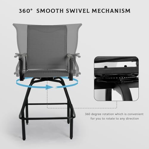 Patio Bar Set 2pcs Swivel Bar  - Outdoor Furniture Grey review and price