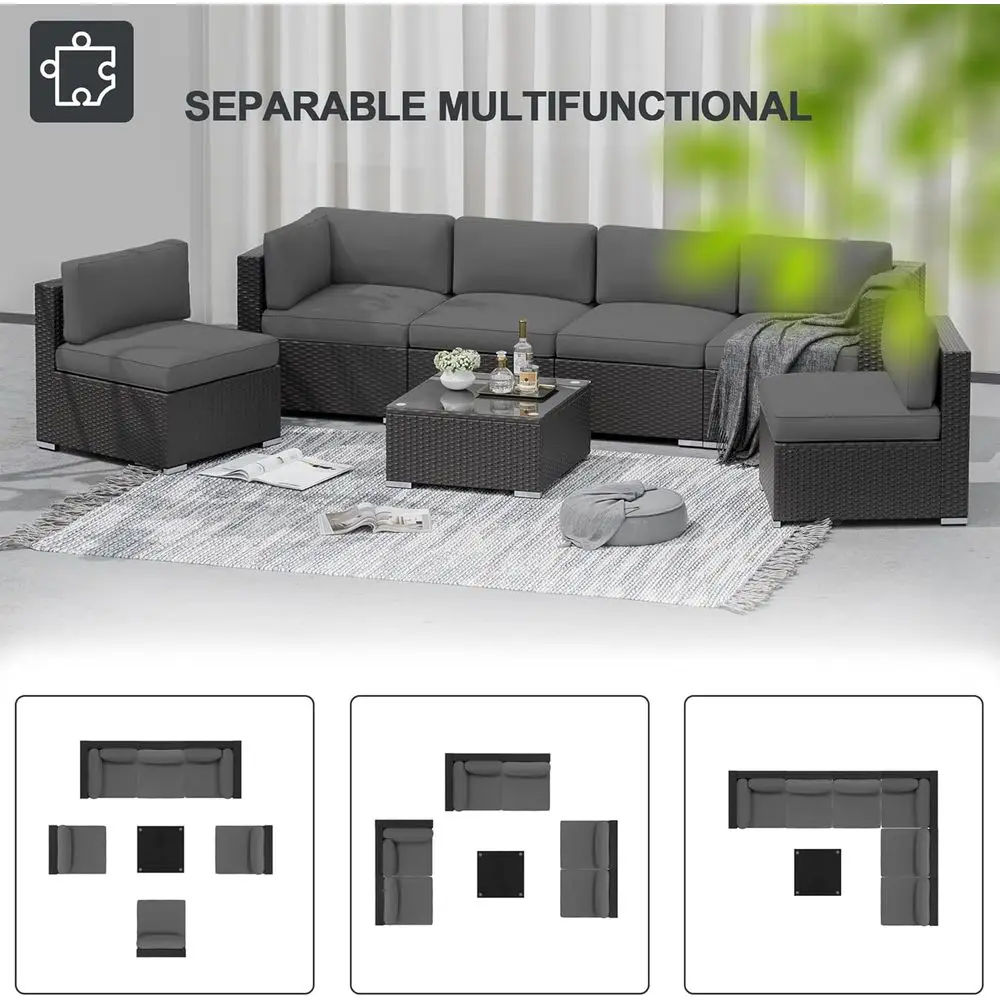 7-Piece Grey Outdoor Sectional - Outdoor Furniture Grey review and price