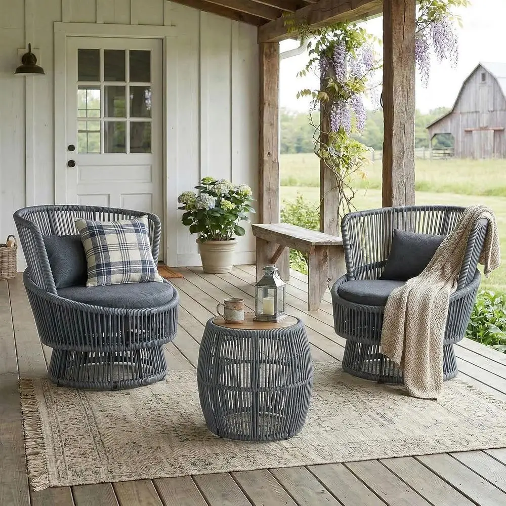 2-Piece Outdoor Swivel Rocker  - Outdoor Furniture Grey review and price