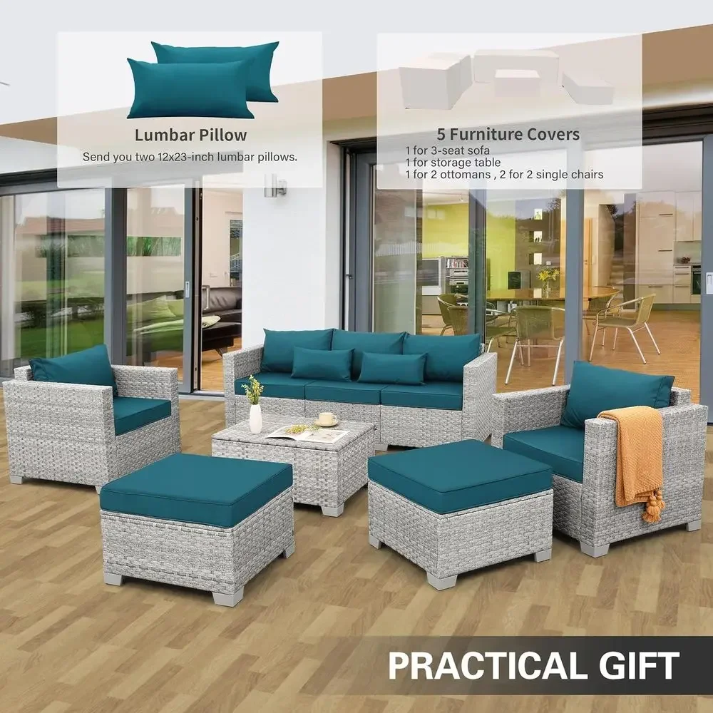 6-Piece Grey Wicker Outdoor Pa - Outdoor Furniture Grey review and price