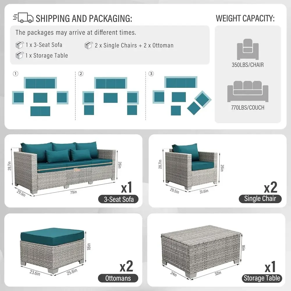 6-Piece Grey Wicker Outdoor Pa - Outdoor Furniture Grey review and price