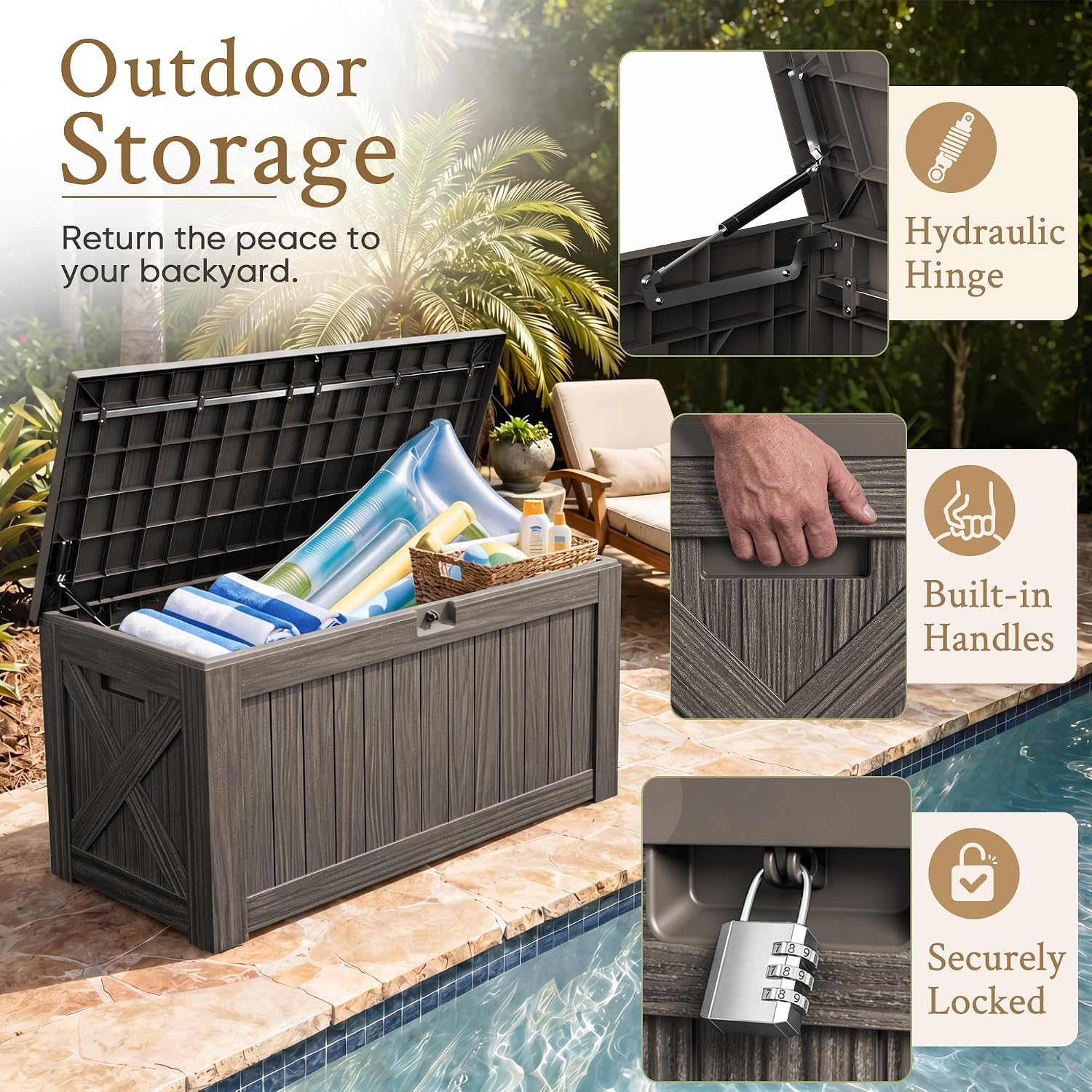 120 Gallon Large Deck Box Outd - Outdoor Furniture Resin review and price