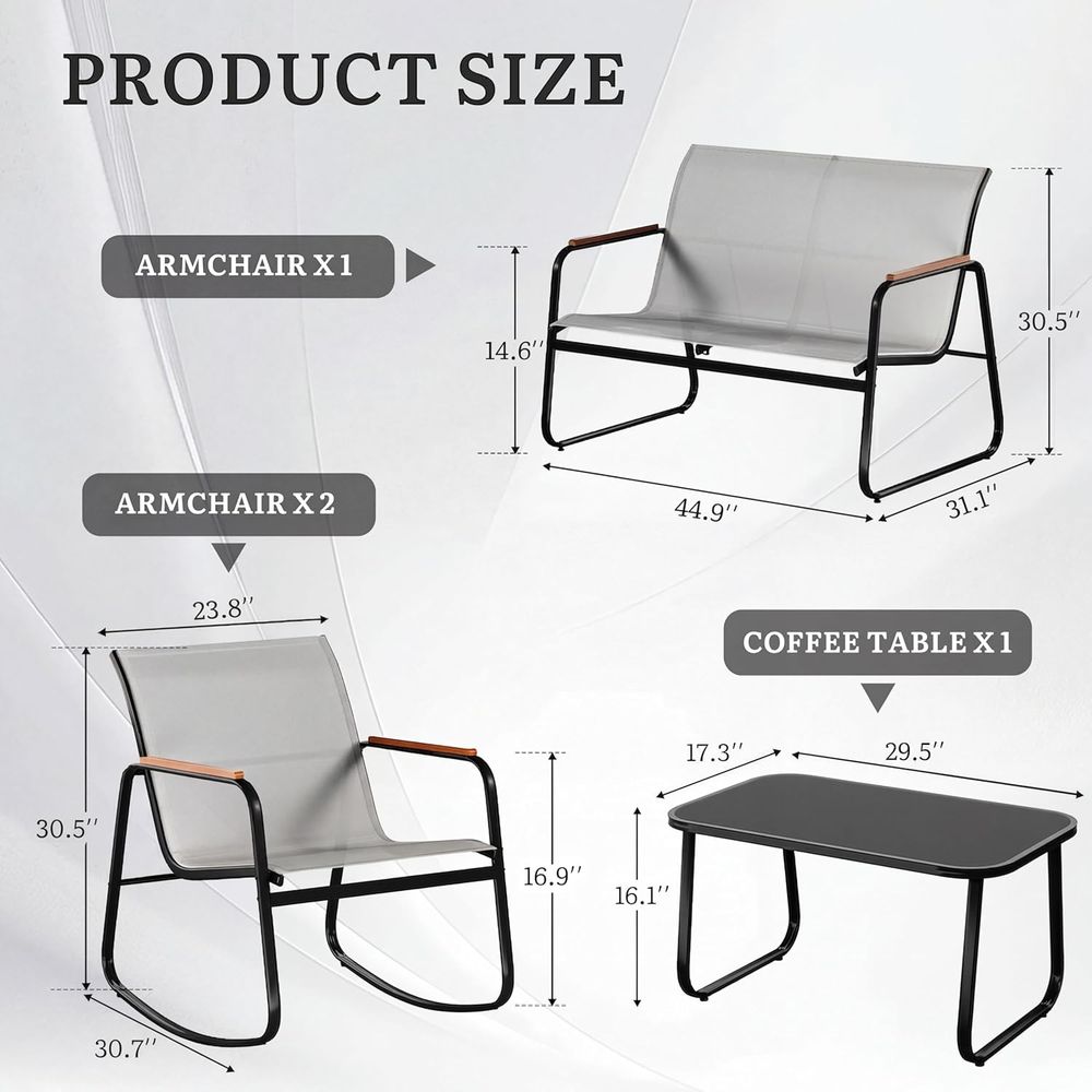4-Piece Outdoor Patio Furnitur - Outdoor Furniture Grey review and price