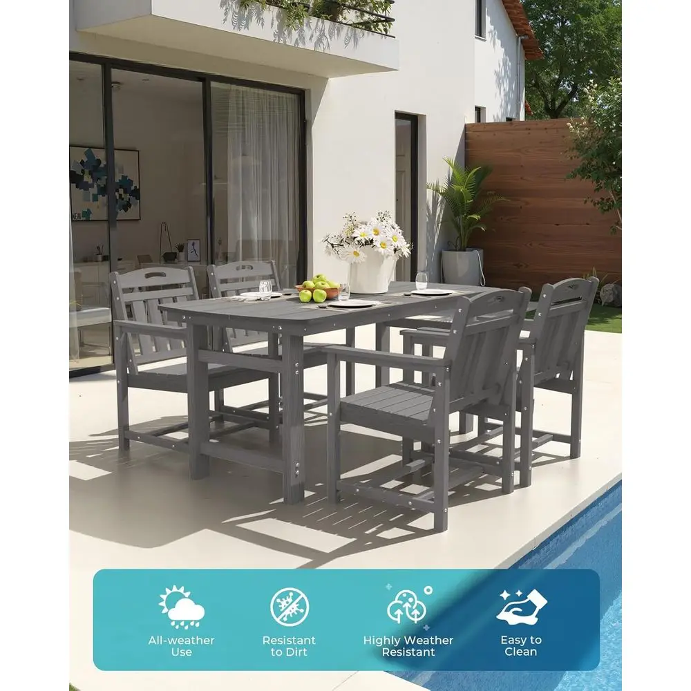 All-Weather HDPE Patio Dining  - Outdoor Furniture Grey review and price
