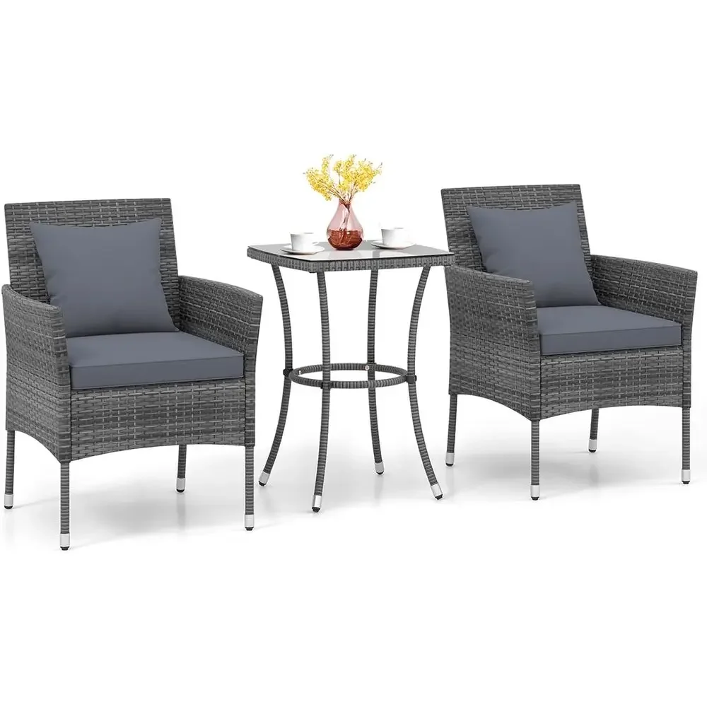 Grey 3-Piece Patio Furniture S - Outdoor Furniture Grey review and price