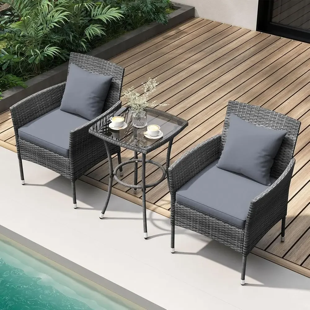 Grey 3-Piece Patio Furniture S - Outdoor Furniture Grey review and price