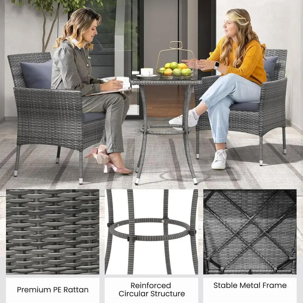 Grey 3-Piece Patio Furniture S - Outdoor Furniture Grey review and price