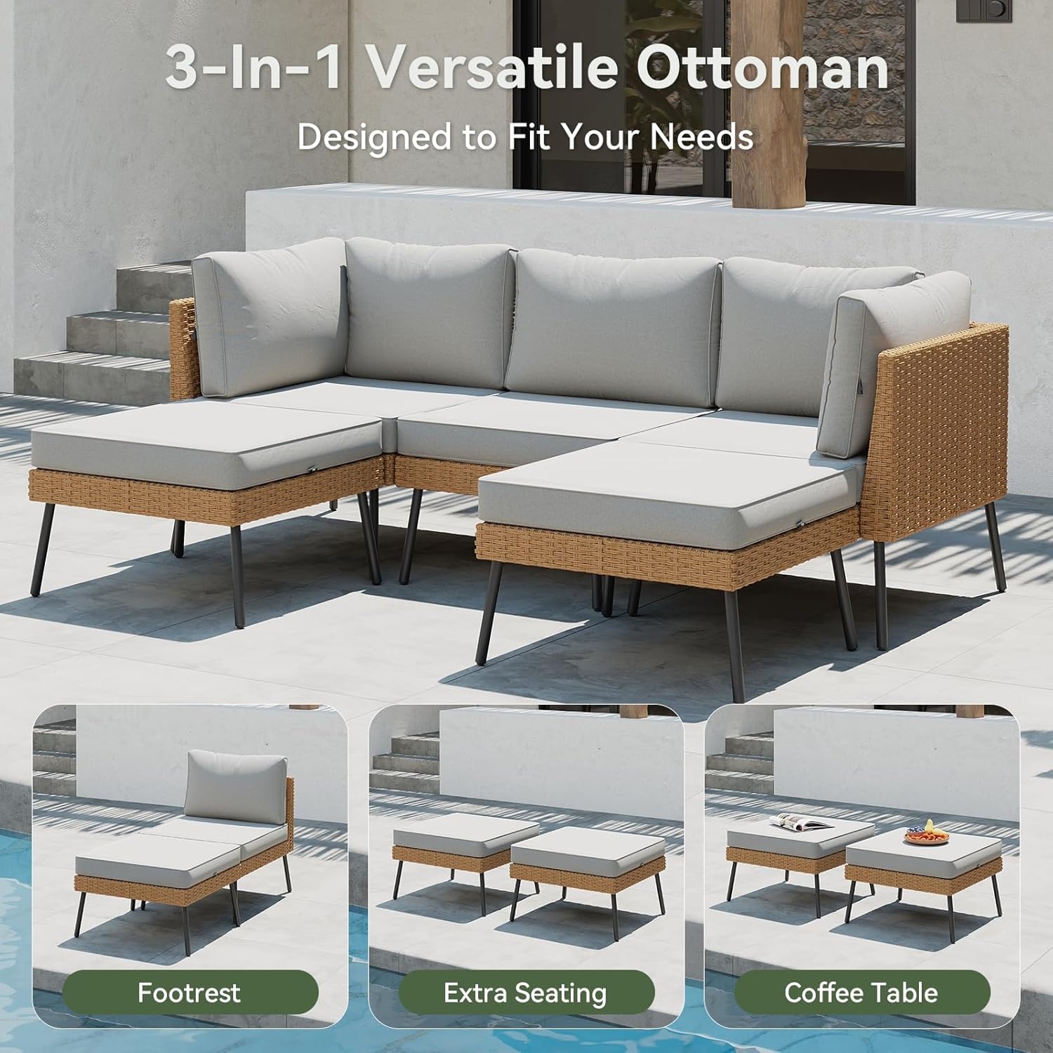 Aoxun 10 Piece Outdoor Patio F - Outdoor Furniture Grey review and price