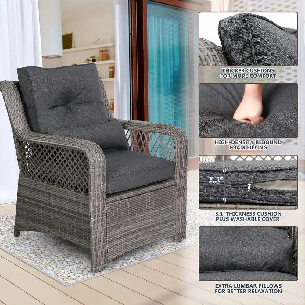 6-Piece Grey Outdoor Wicker Pa - Outdoor Furniture Grey review and price